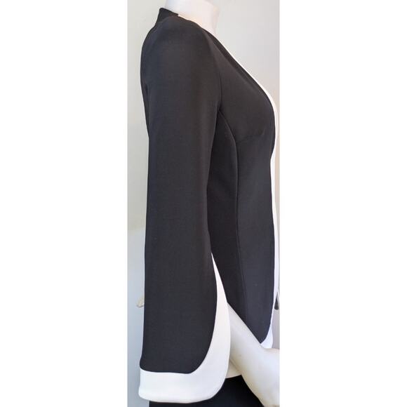 Joseph Ribkoff Blazer 4 Black Ivory Split Sleeve Tailored Sophisticated Jacket - Picture 5 of 9